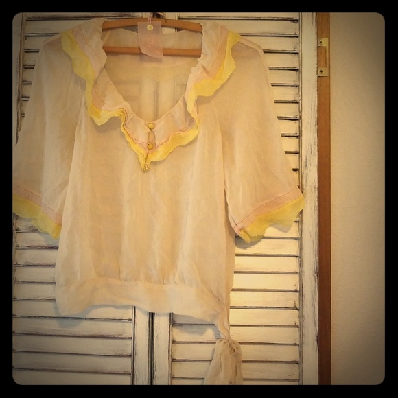 1930s sheer top with tie - Picture 1 of 7